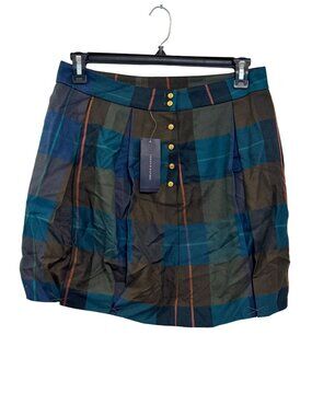 Tommy Hilfiger Womens Plaid Pleated Skirt Size 10 Dark Olive